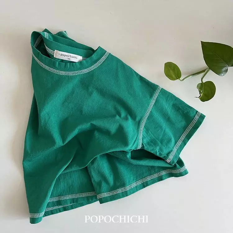 Popochichi - Korean Children Fashion - #littlefashionista - White Stitch Tee - 9