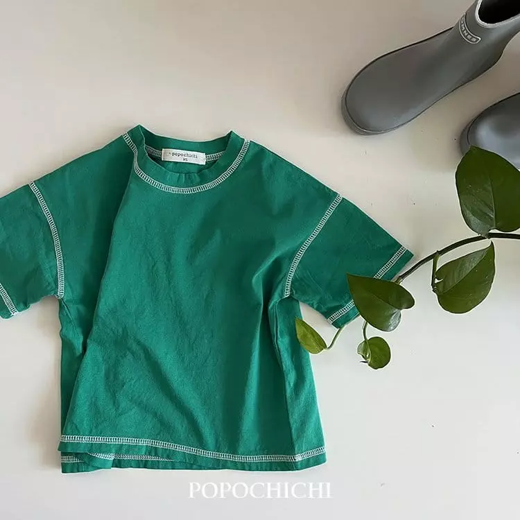 Popochichi - Korean Children Fashion - #magicofchildhood - White Stitch Tee - 10