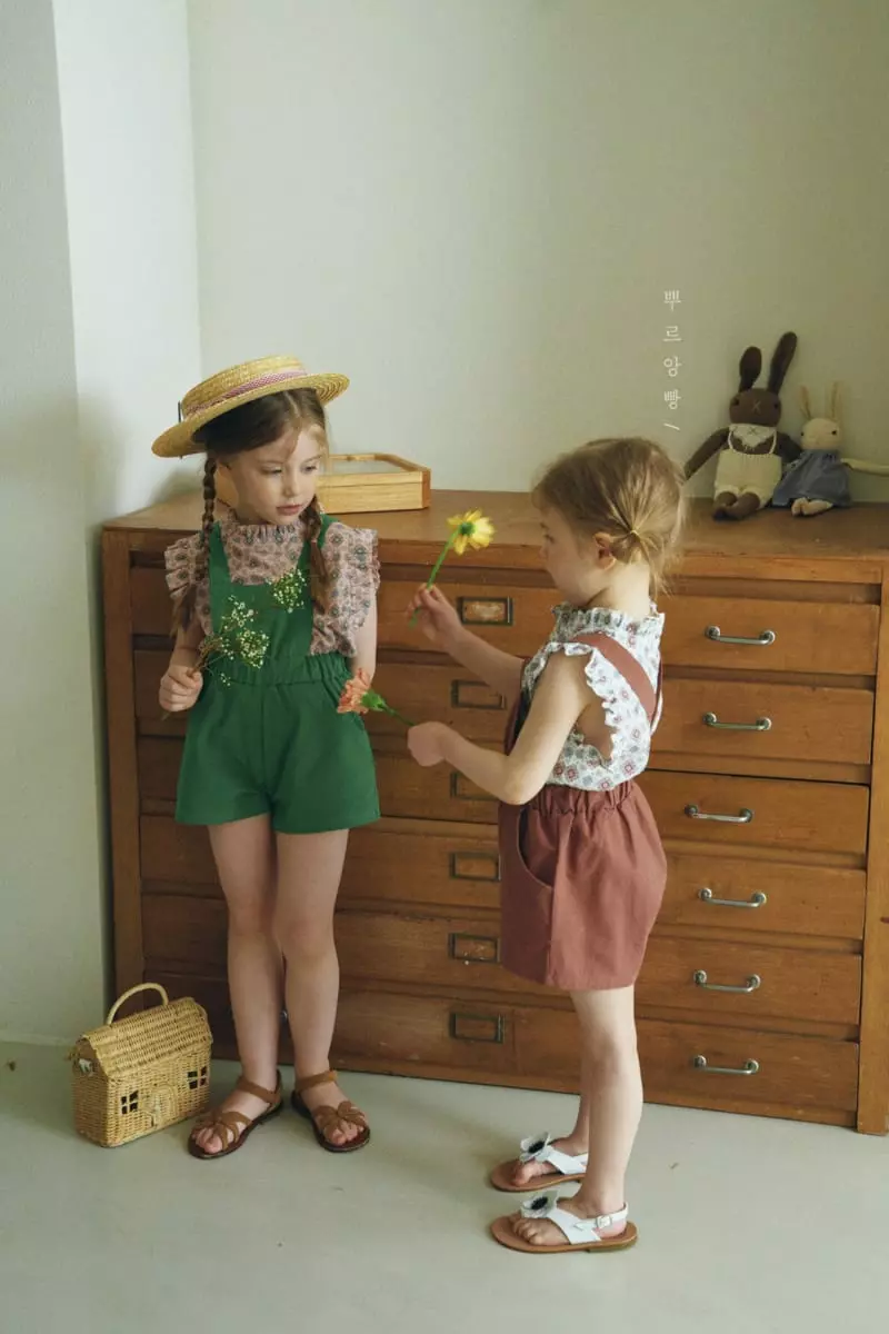 Pourenfant - Korean Children Fashion - #prettylittlegirls - Sara Linen Dungarees Shorts - 5