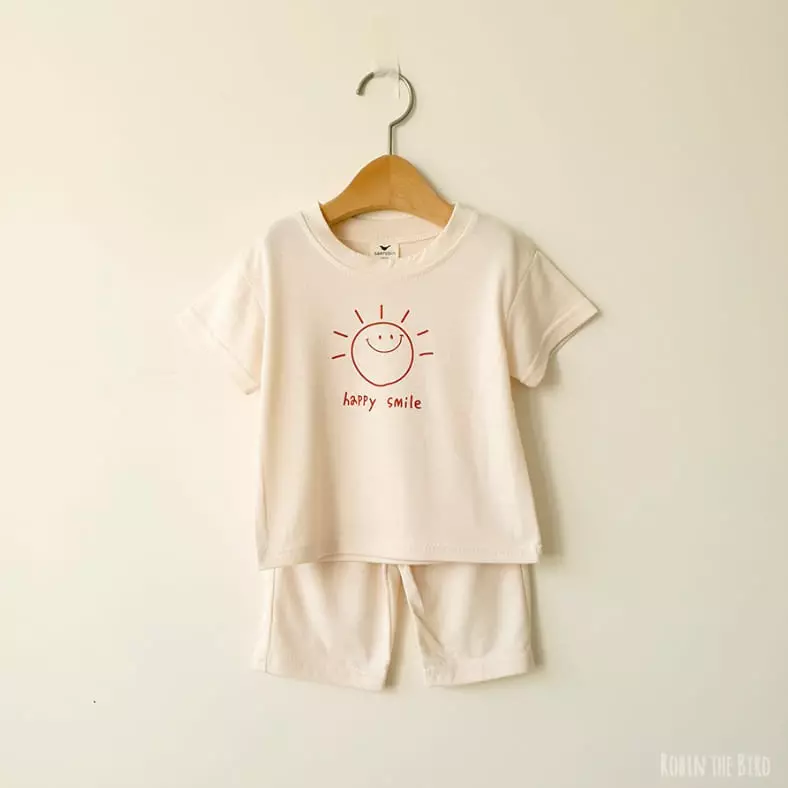Saerobin - Korean Children Fashion - #designkidswear - Sun Short Sleeves Top Bottom Set - 2