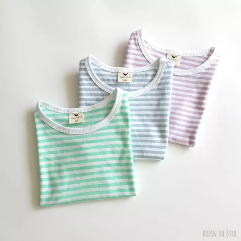 Saerobin - Korean Children Fashion - #fashionkids - Stripes Short Sleeves Easywear - 3