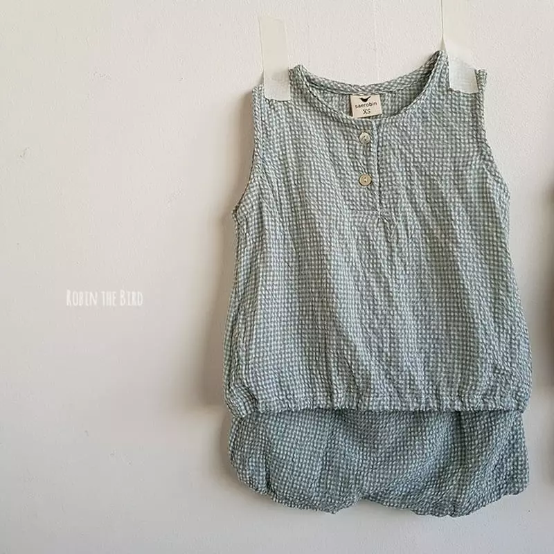 Saerobin - Korean Children Fashion - #fashionkids - Check Bloomer Top Bottom Set - 2