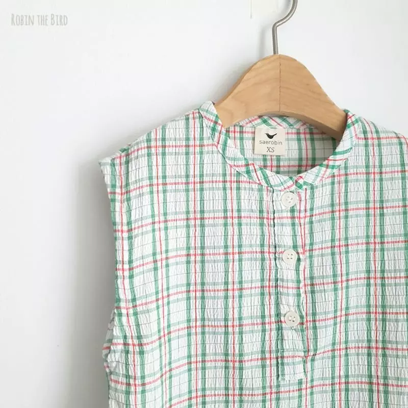 Saerobin - Korean Children Fashion - #fashionkids - Henry Check Sleeveless