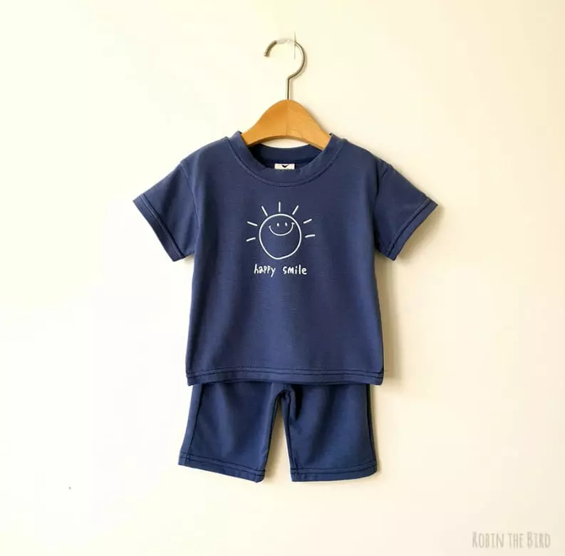 Saerobin - Korean Children Fashion - #kidsshorts - Sun Short Sleeves Top Bottom Set - 5
