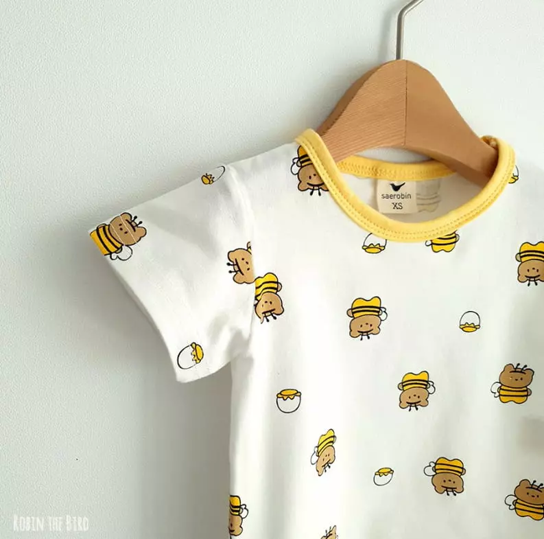 Saerobin - Korean Children Fashion - #fashionkids - Honey Bee Short Sleeves Easywear - 4