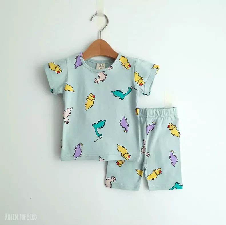 Saerobin - Korean Children Fashion - #kidsshorts - Dino Short Sleeves Easywear - 2
