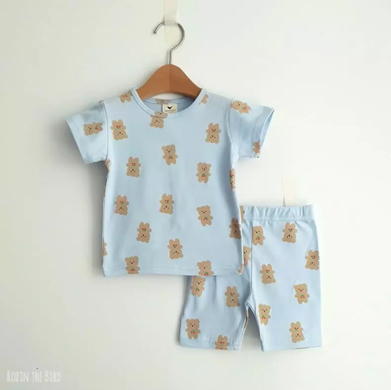 Saerobin - Korean Children Fashion - #kidsstore - Cherry Bear Short Sleeves Easywear - 2