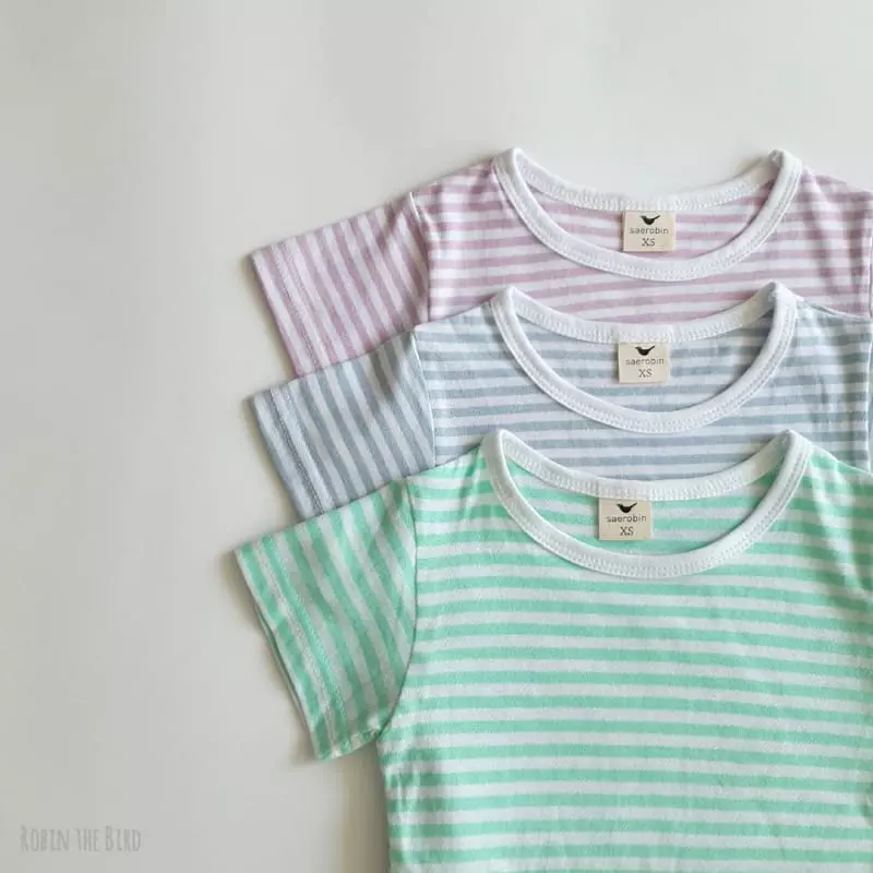 Saerobin - Korean Children Fashion - #kidsstore - Stripes Short Sleeves Easywear - 5