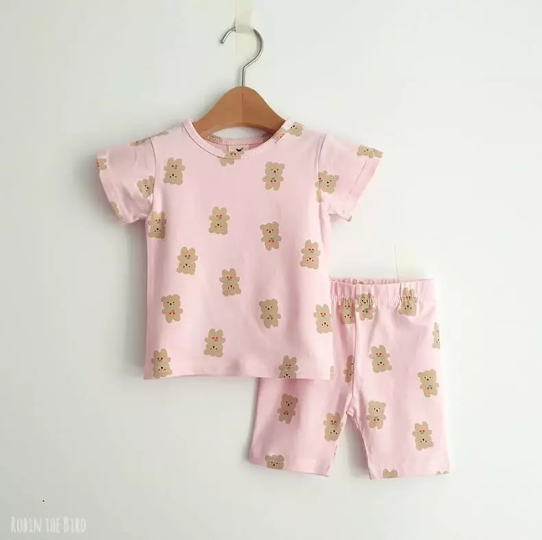Saerobin - Korean Children Fashion - #kidzfashiontrend - Cherry Bear Short Sleeves Easywear - 3