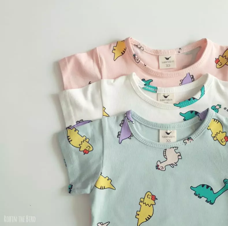 Saerobin - Korean Children Fashion - #littlefashionista - Dino Short Sleeves Easywear - 6
