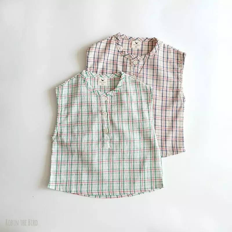 Saerobin - Korean Children Fashion - #littlefashionista - Henry Check Sleeveless - 6