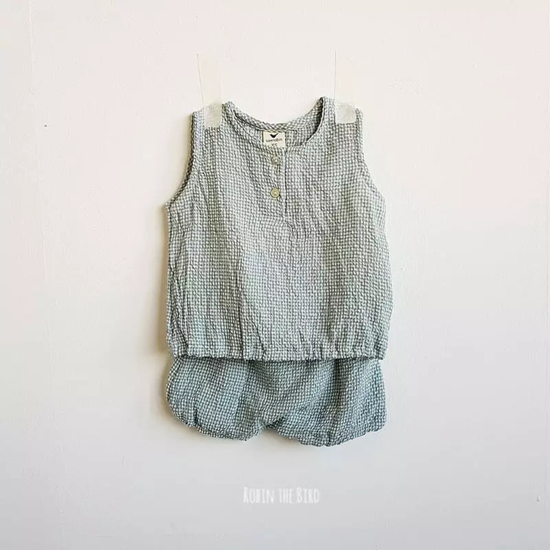 Saerobin - Korean Children Fashion - #magicofchildhood - Check Bloomer Top Bottom Set - 8