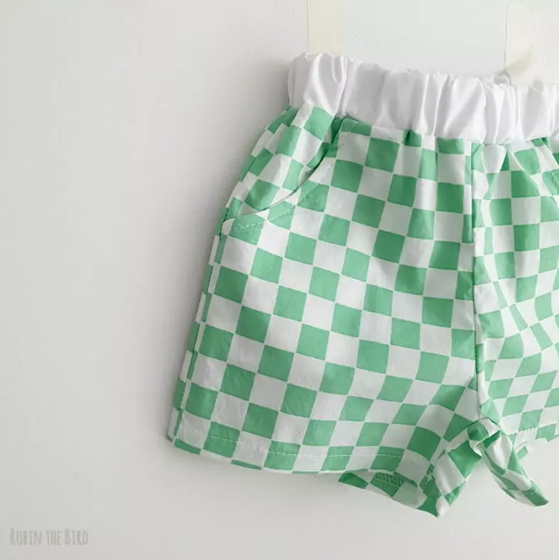 Saerobin - Korean Children Fashion - #prettylittlegirls - Bling Check Shorts - 6