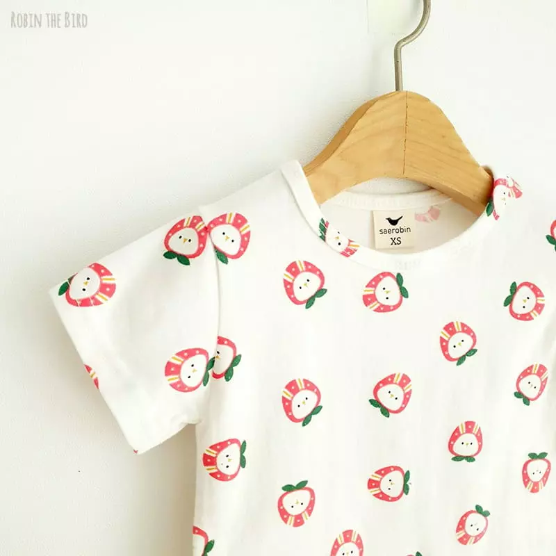 Saerobin - Korean Children Fashion - #todddlerfashion - Strawberry Short Sleeves Easywear