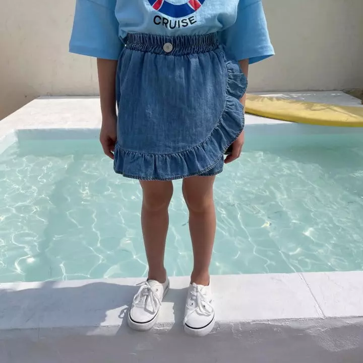 Saint Queen - Korean Children Fashion - #childofig - Denim Frill Skirt Pants - 6