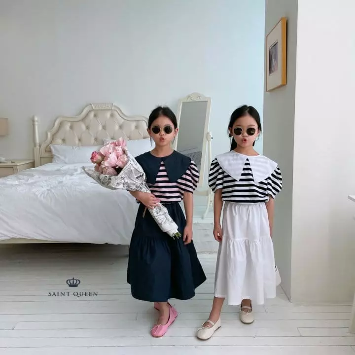 Saint Queen - Korean Children Fashion - #childrensboutique - Stripes Triangle Blouse - 5