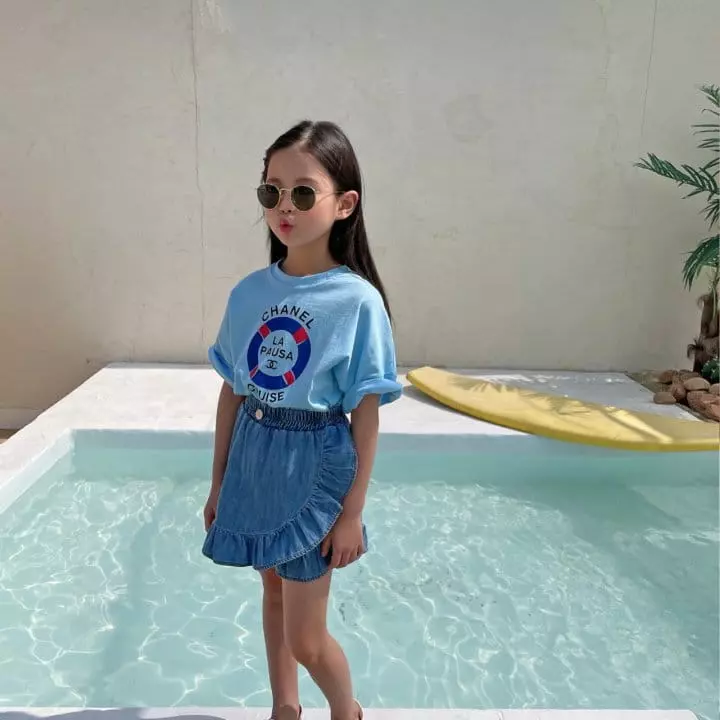 Saint Queen - Korean Children Fashion - #designkidswear - Denim Frill Skirt Pants - 8