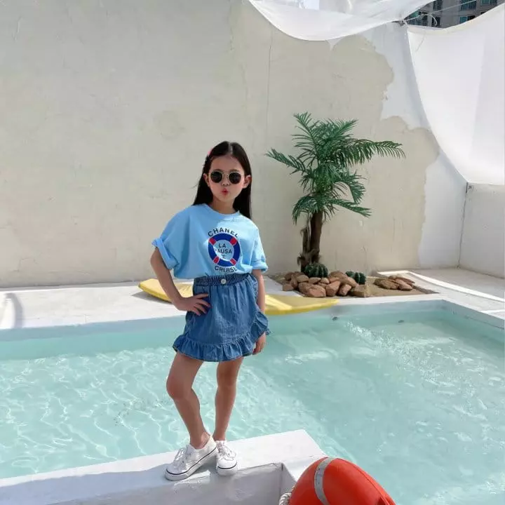 Saint Queen - Korean Children Fashion - #discoveringself - Denim Frill Skirt Pants - 9