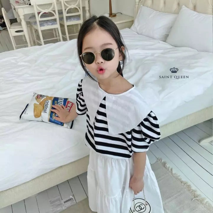 Saint Queen - Korean Children Fashion - #kidsstore - Stripes Triangle Blouse - 10
