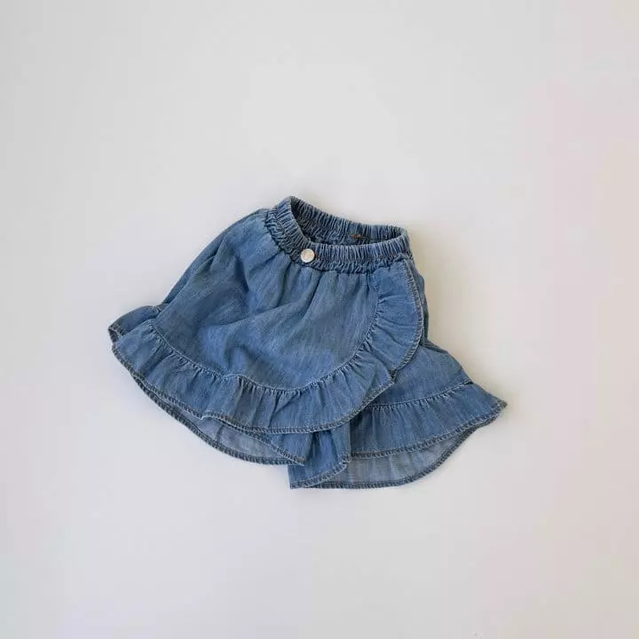 Saint Queen - Korean Children Fashion - #minifashionista - Denim Frill Skirt Pants