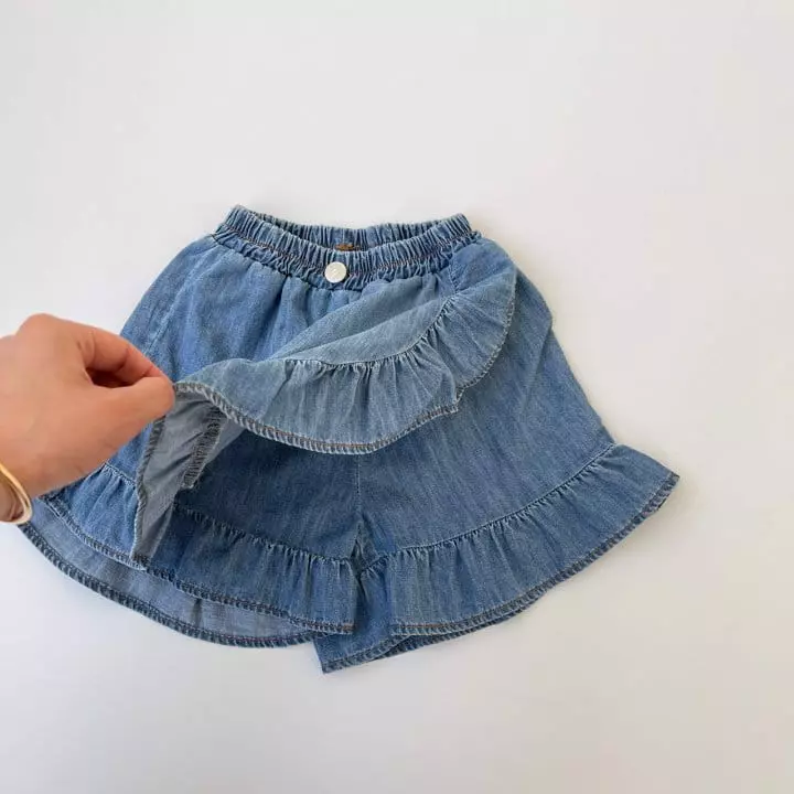 Saint Queen - Korean Children Fashion - #prettylittlegirls - Denim Frill Skirt Pants - 2