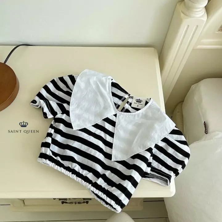 Saint Queen - Korean Children Fashion - #stylishchildhood - Stripes Triangle Blouse - 3