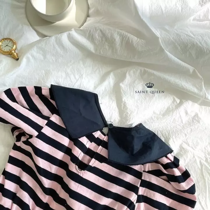 Saint Queen - Korean Children Fashion - #toddlerclothing - Stripes Triangle Blouse - 2