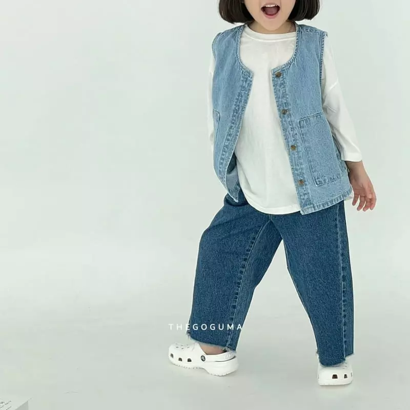 Shinseage Kids - Korean Children Fashion - #designkidswear - Square Denim Vest - 10