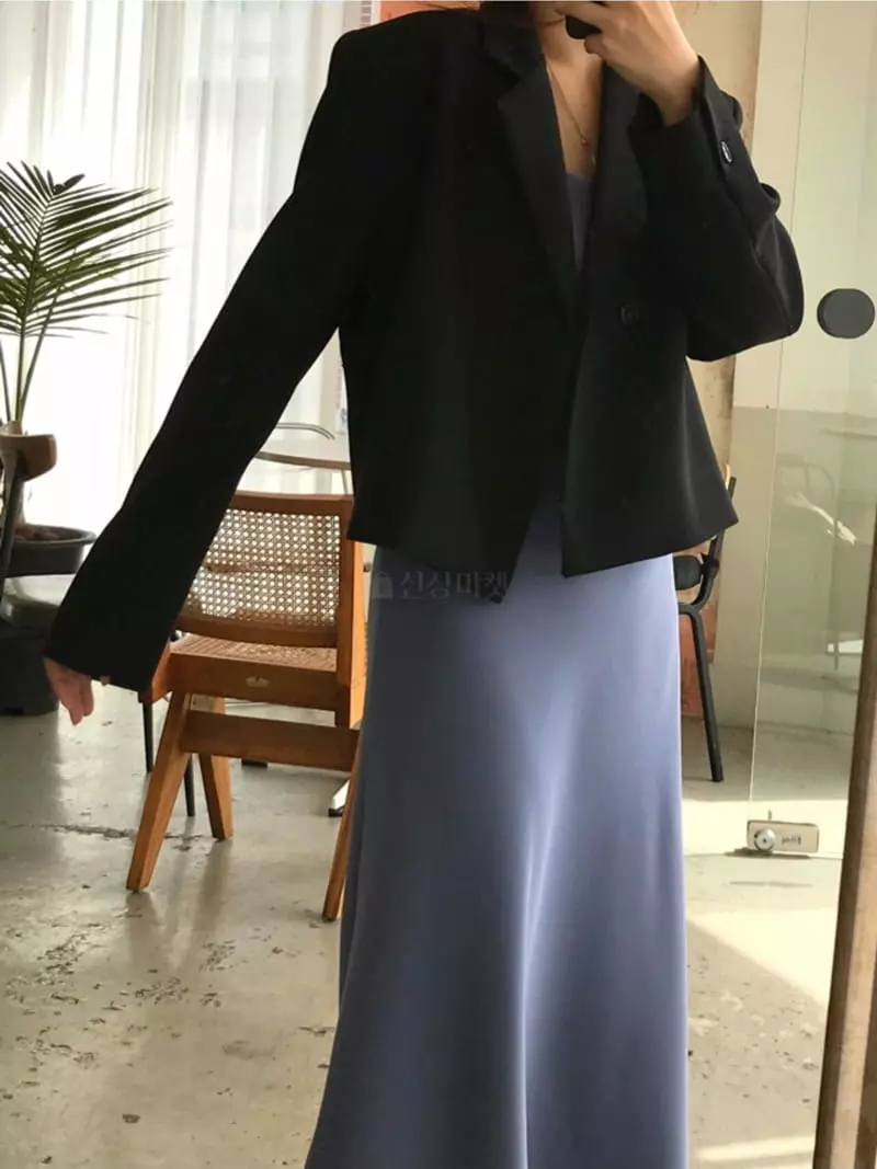 Sllow - Korean Women Fashion - #momslook - Hidden Double Crop Jacket - 3