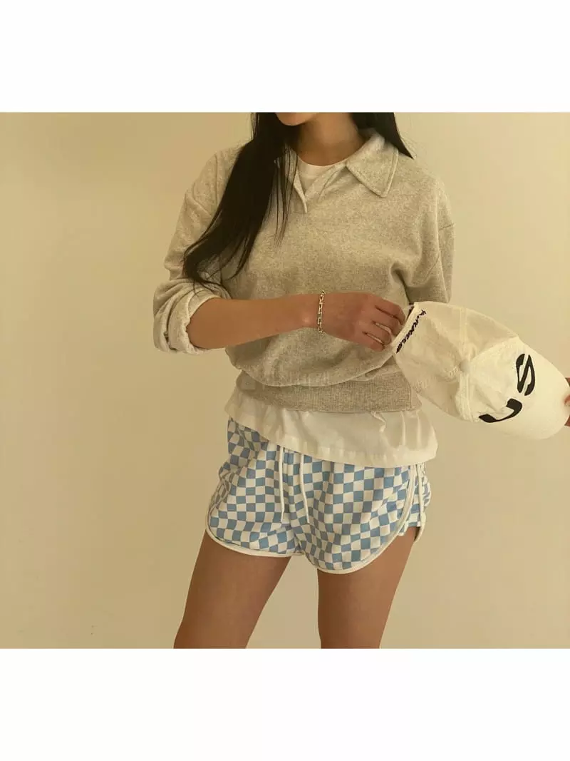 Sllow - Korean Women Fashion - #momslook - Terry Open Collar Tee - 9