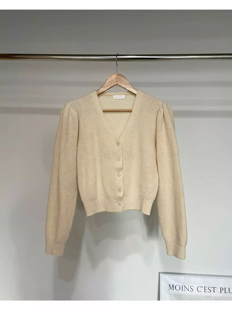 Sllow - Korean Women Fashion - #vintagekidsstyle - Shoulder Puff Cardigan - 3