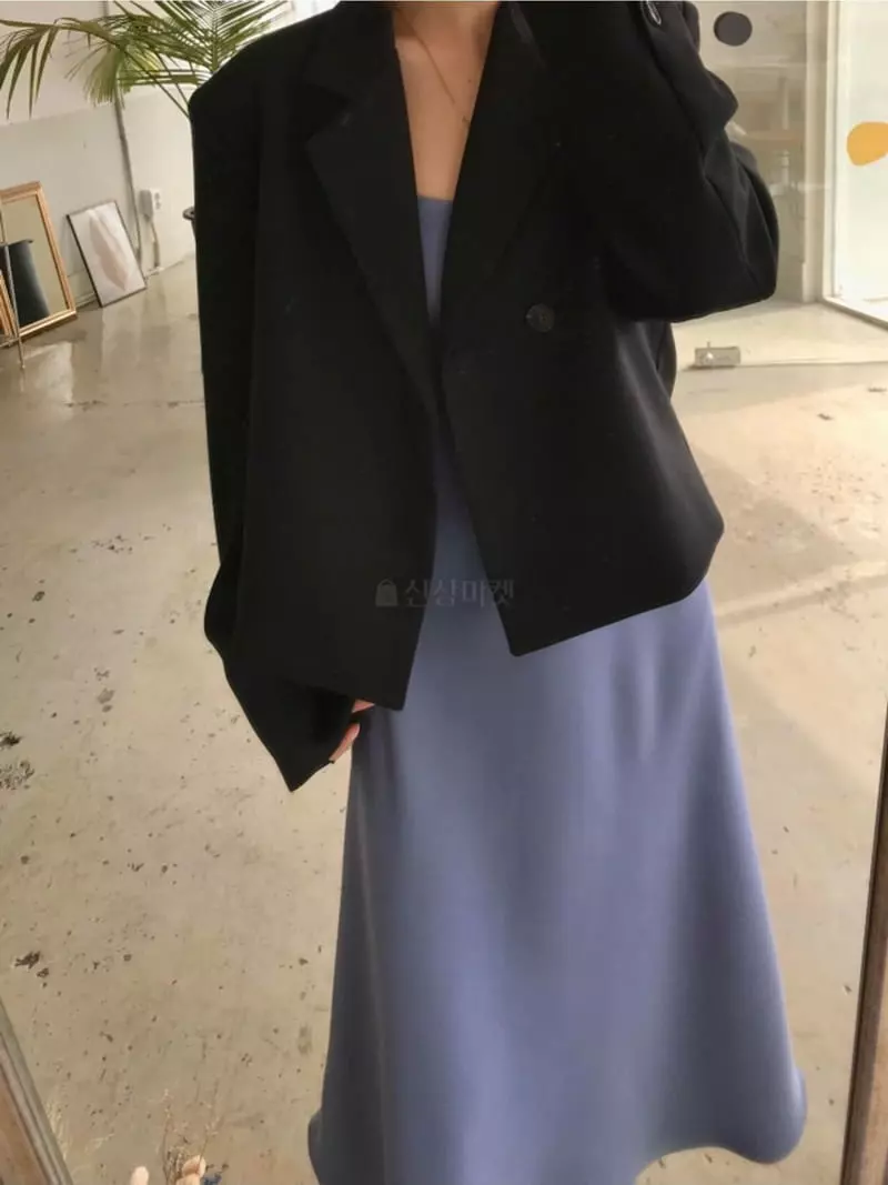 Sllow - Korean Women Fashion - #womensfashion - Hidden Double Crop Jacket - 6