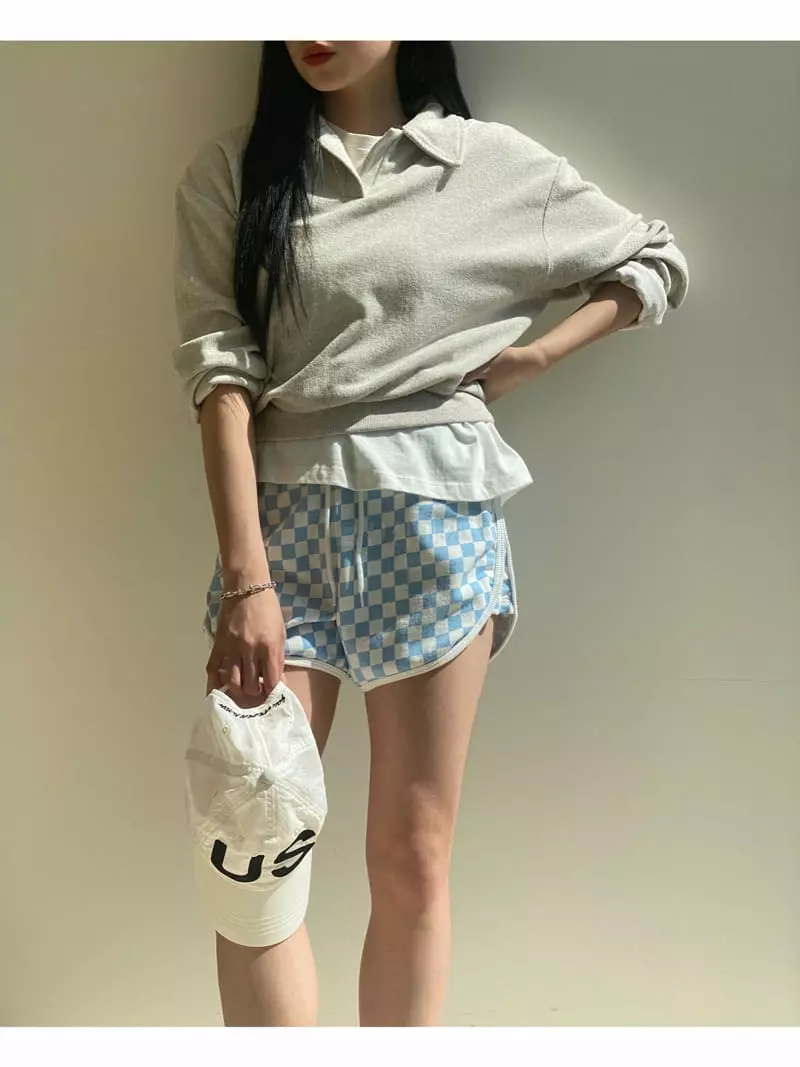 Sllow - Korean Women Fashion - #womensfashion - Terry Open Collar Tee - 8