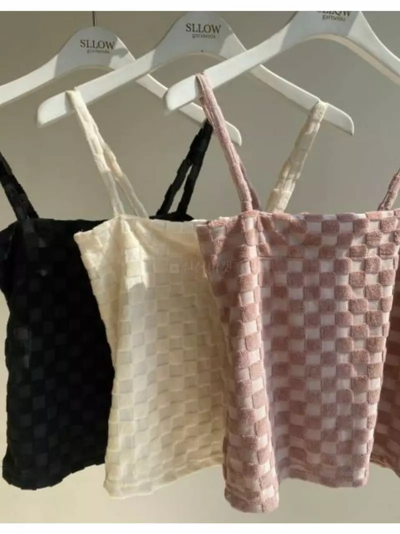 Sllow - Korean Women Fashion - #womensfashion - Checker Banding Top