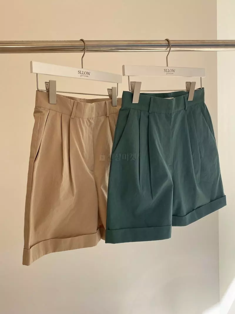 Sllow - Korean Women Fashion - #momslook - Roll-up Shorts - 4