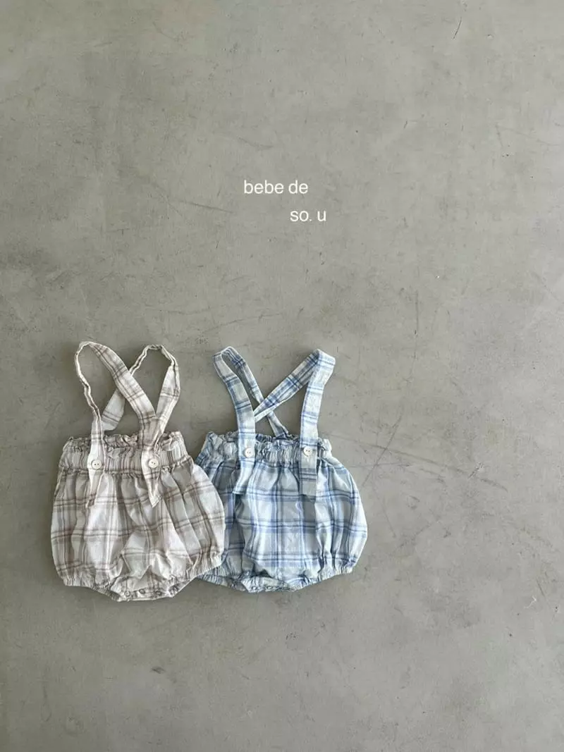 So U - Korean Baby Fashion - #babyfashion - Check Dungarees Blommer - 9