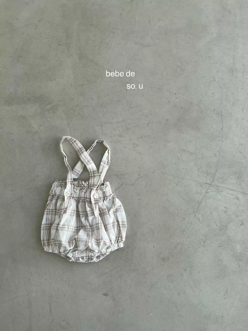 So U - Korean Baby Fashion - #babyfever - Check Dungarees Blommer - 10
