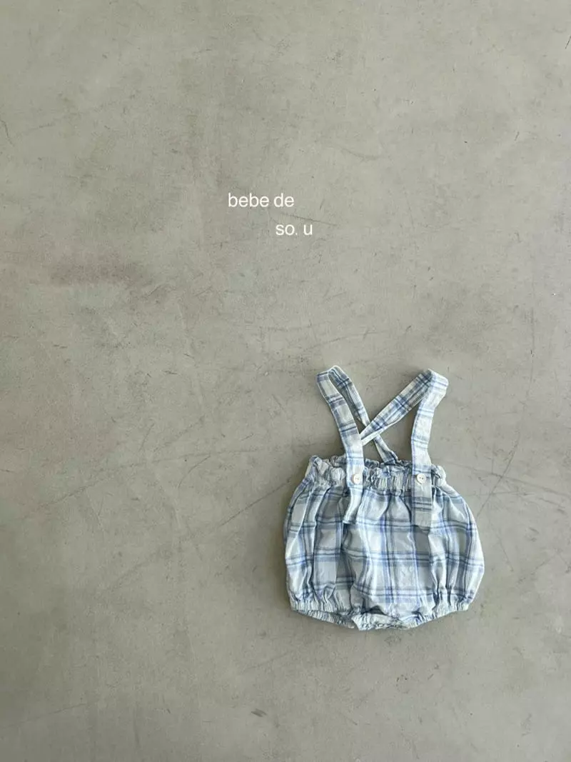 So U - Korean Baby Fashion - #babygirlfashion - Check Dungarees Blommer - 11