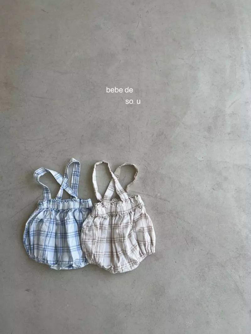 So U - Korean Baby Fashion - #babylifestyle - Check Dungarees Blommer - 12