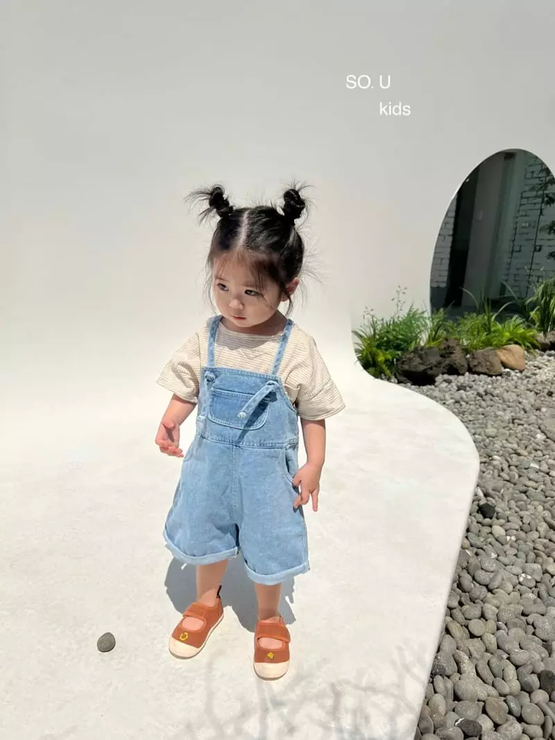 So U - Korean Children Fashion - #Kfashion4kids - String Denim Dungarees Pants - 2