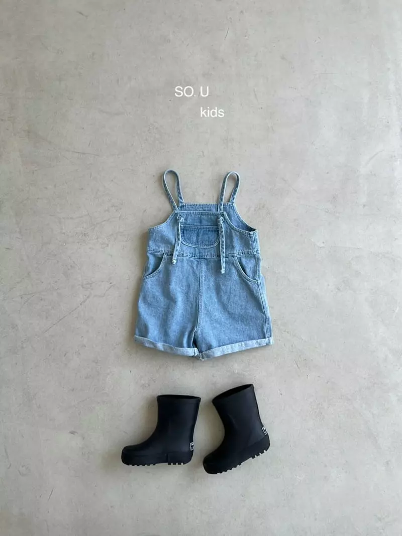 So U - Korean Children Fashion - #childofig - String Denim Dungarees Pants - 10