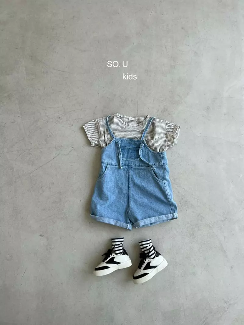 So U - Korean Children Fashion - #designkidswear - String Denim Dungarees Pants - 12
