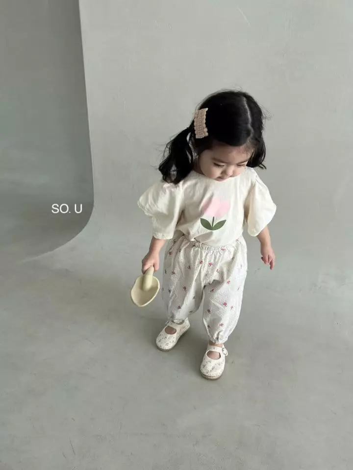 So U - Korean Children Fashion - #fashionkids - Flower Puff Sleeves Tee - 11