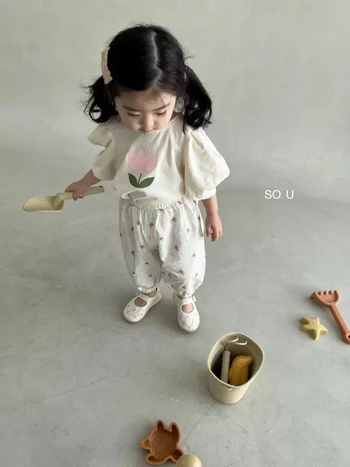 So U - Korean Children Fashion - #kidsshorts - Flower Puff Sleeves Tee - 12