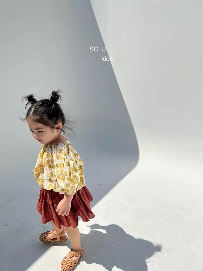 So U - Korean Children Fashion - #kidsshorts - Flower Crop Blouse