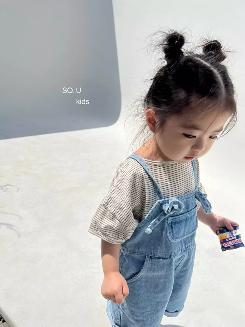 So U - Korean Children Fashion - #kidsstore - Stripes Piping Pocket Tee