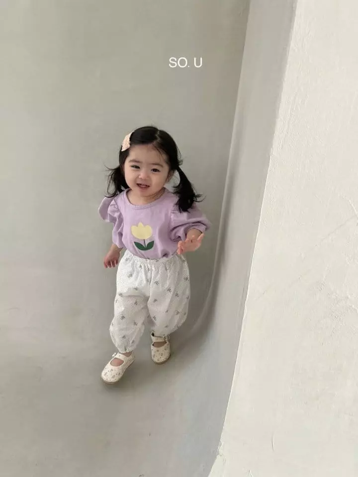 So U - Korean Children Fashion - #littlefashionista - Flower Puff Sleeves Tee - 2