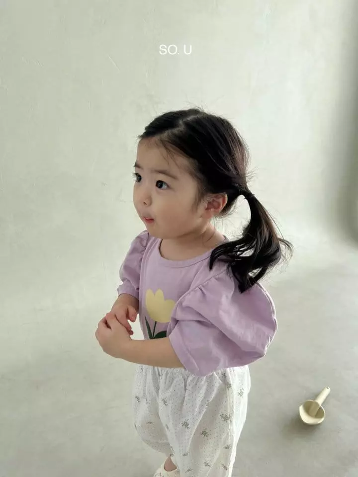 So U - Korean Children Fashion - #magicofchildhood - Flower Puff Sleeves Tee - 3