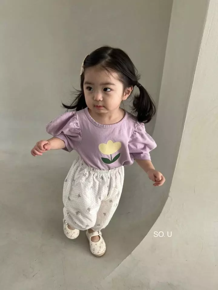 So U - Korean Children Fashion - #magicofchildhood - Flower Puff Sleeves Tee - 4