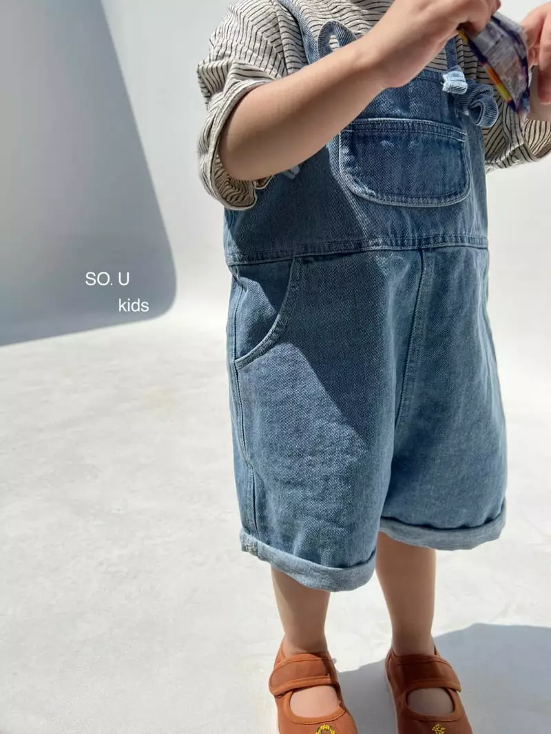 So U - Korean Children Fashion - #minifashionista - String Denim Dungarees Pants - 5